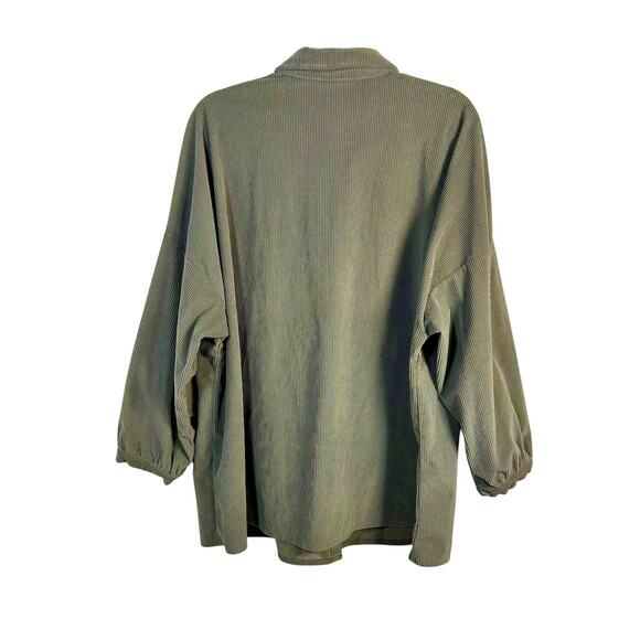 Oversized Corduroy Button Snaps Balloon Sleeves Earthy Minimalist Soft Sage XL - Picture 5 of 5
